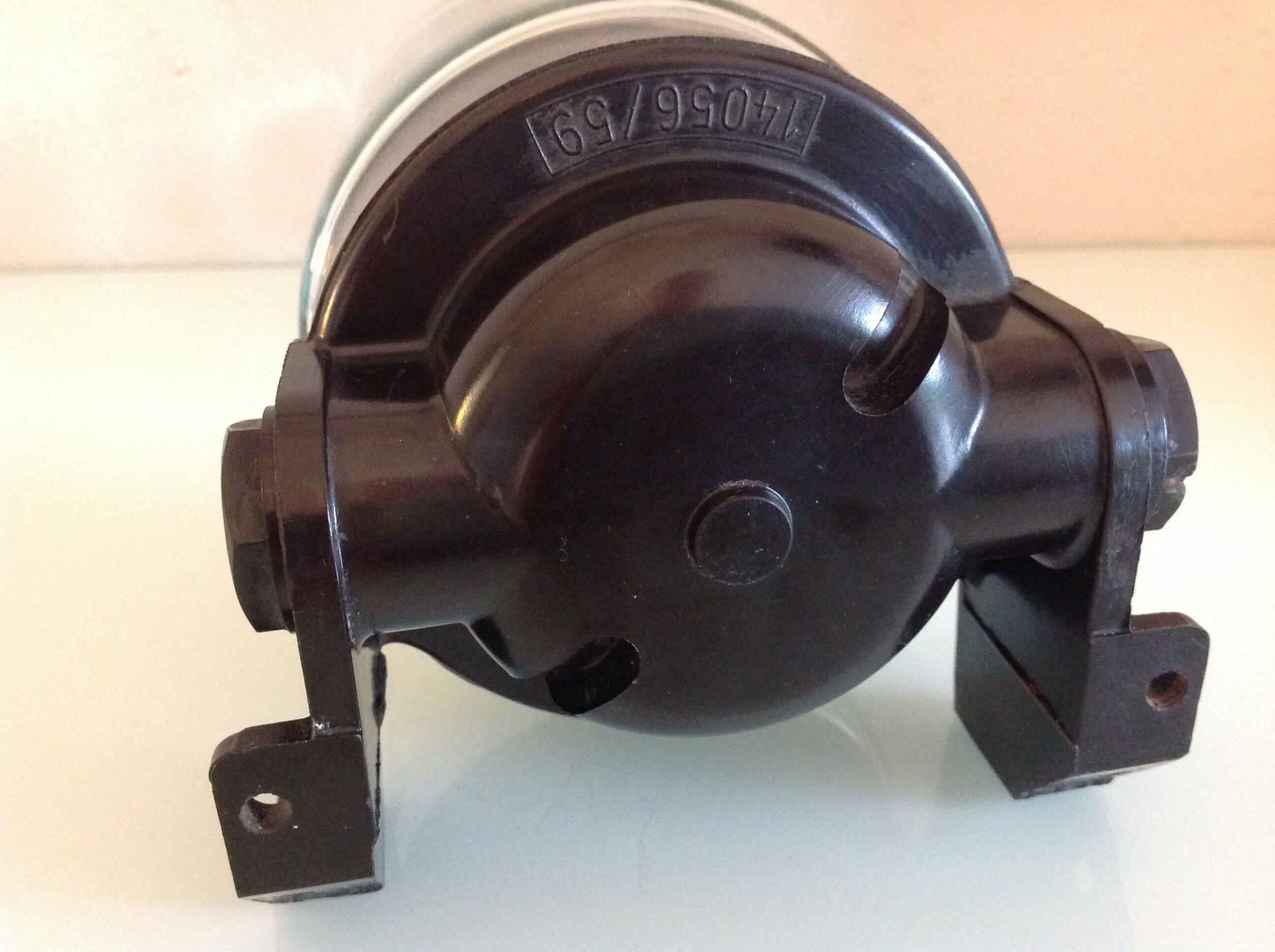 Long porthole wall lamp in glass and bakelite industrial style