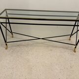 Console neo-classique laquée noir et laiton