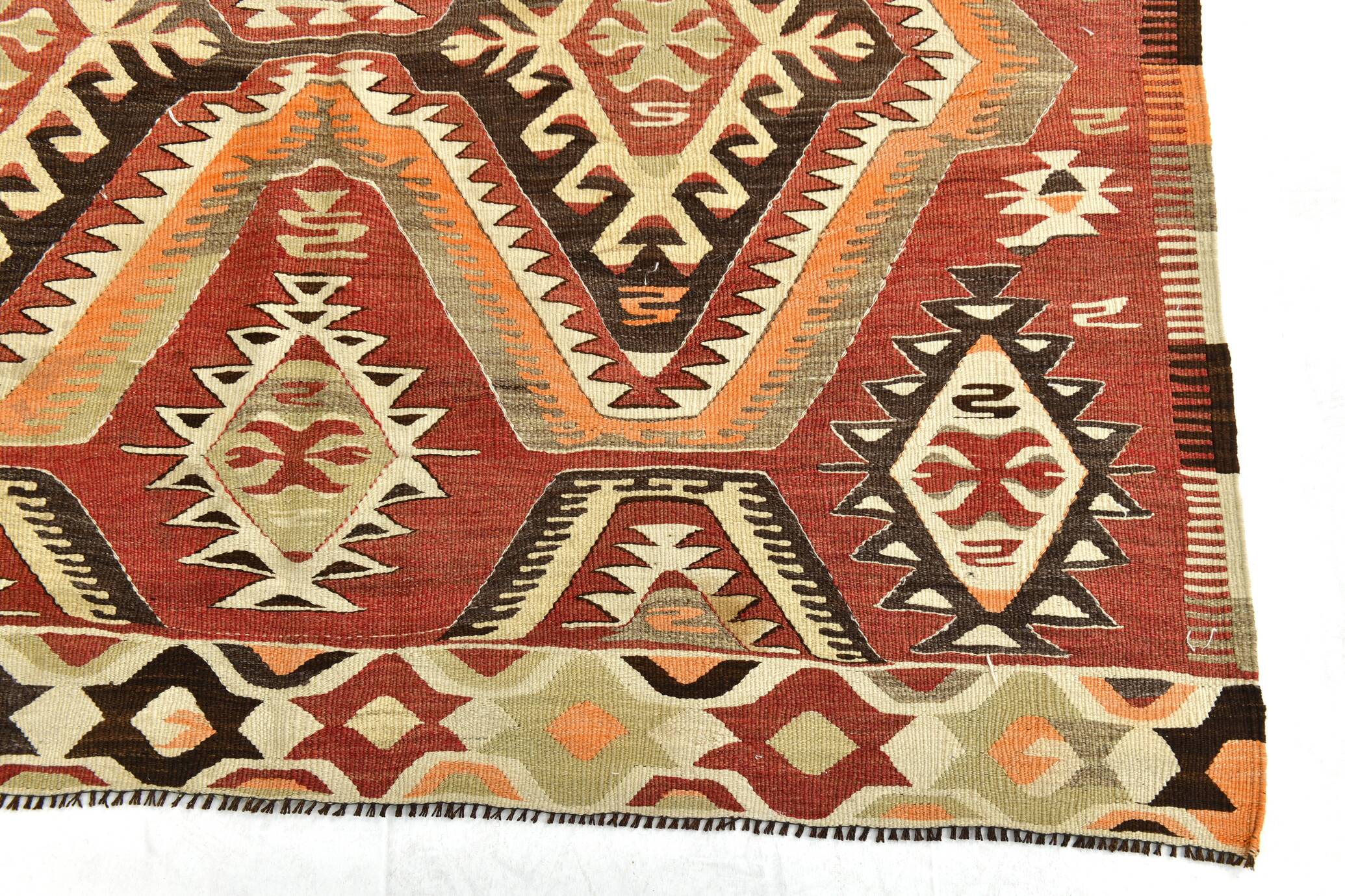 Red Brown Tribal Turkish Kilim Rug 146x292Cm SK 35174