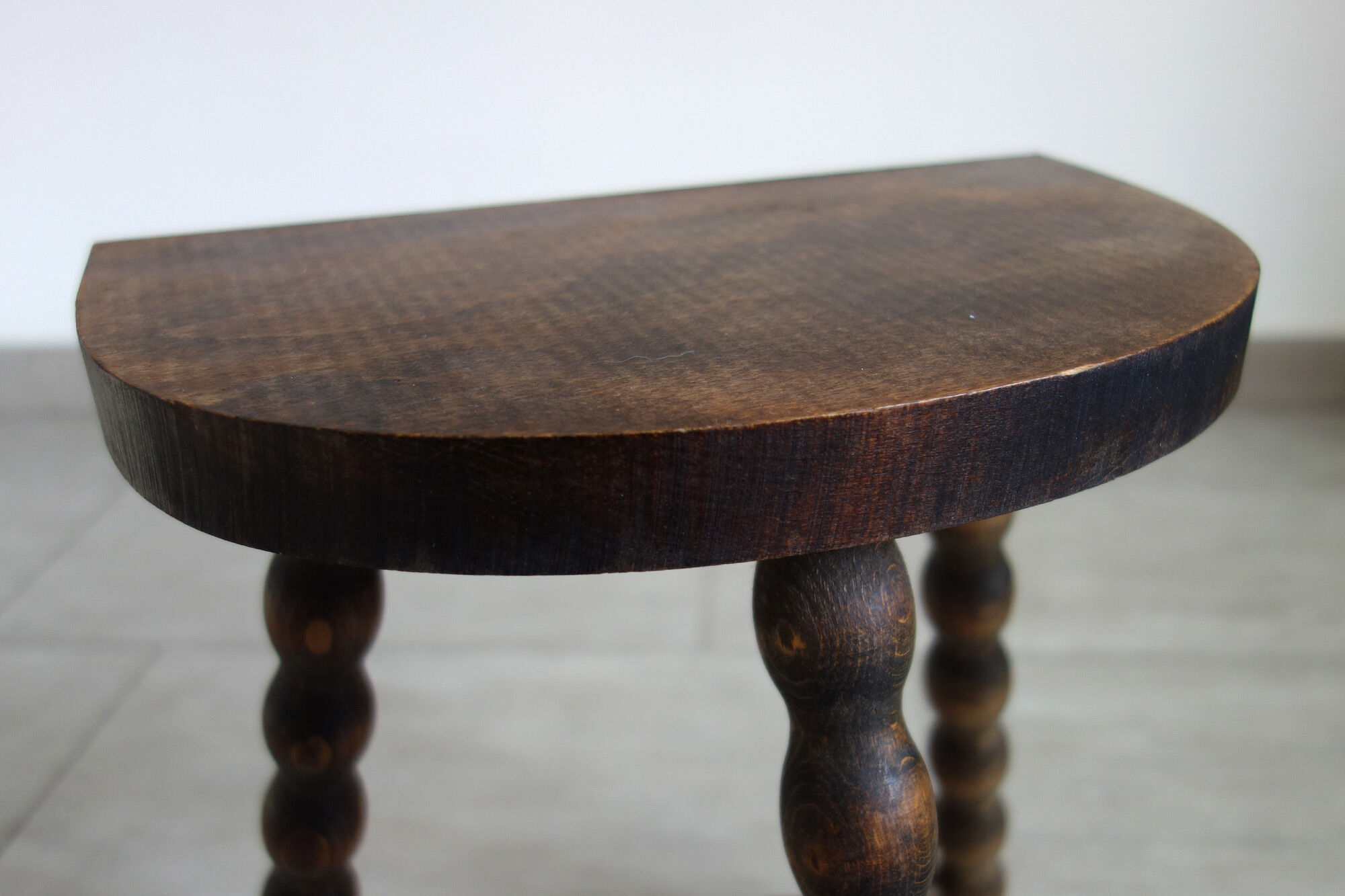 Wooden tripod stool half moon turned 60s