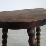 Wooden tripod stool half moon turned 60s