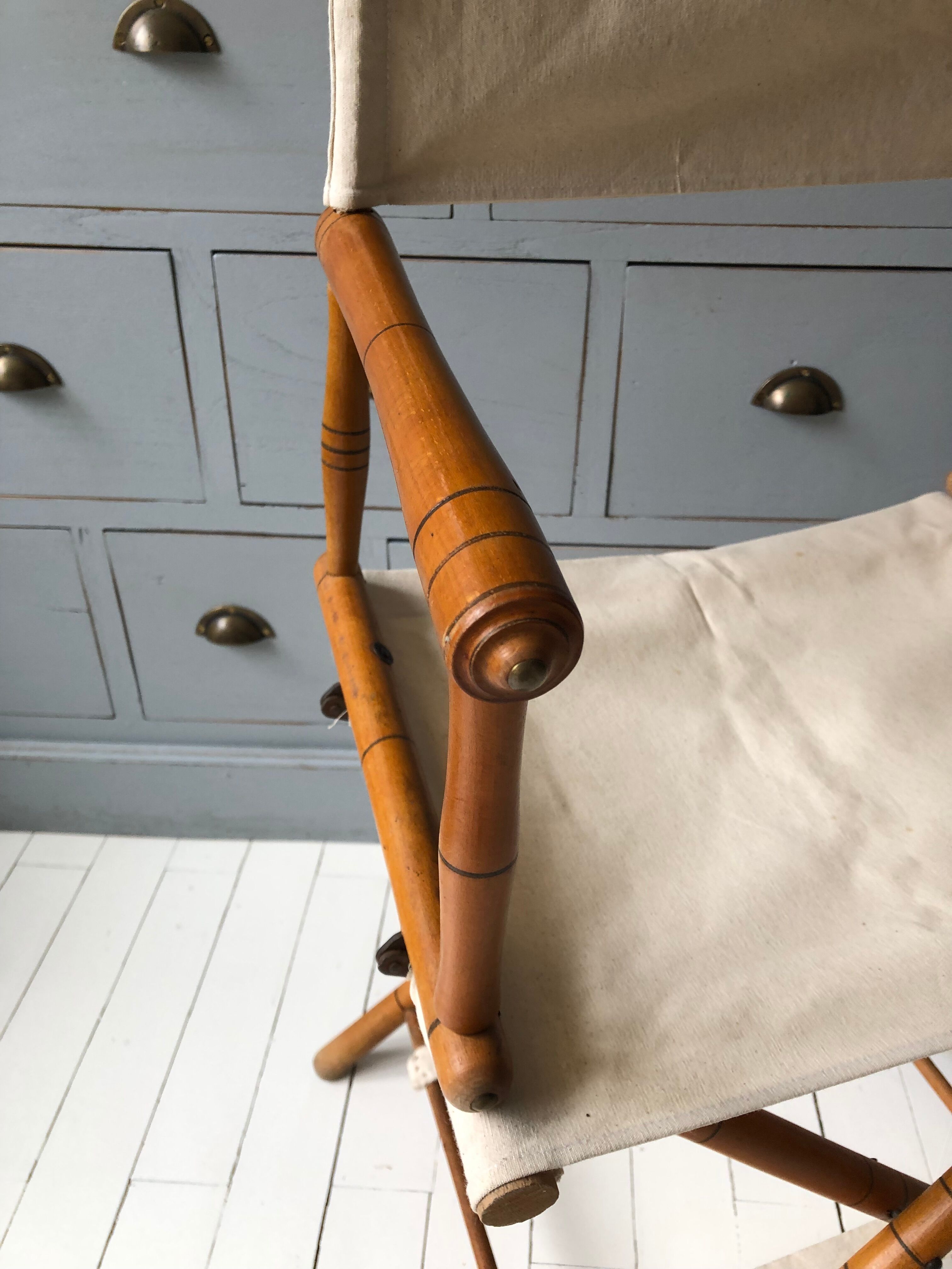 Former director's side chair in wood and canvas