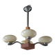 Art Deco suspension, 4-light chandelier with opaline globe, ceiling lamp.