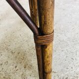 Round rattan bamboo side table, 60s