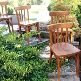 Suite of four foot bistro chairs with hoops / vintage 40s-50s