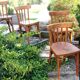 Suite of four foot bistro chairs with hoops / vintage 40s-50s