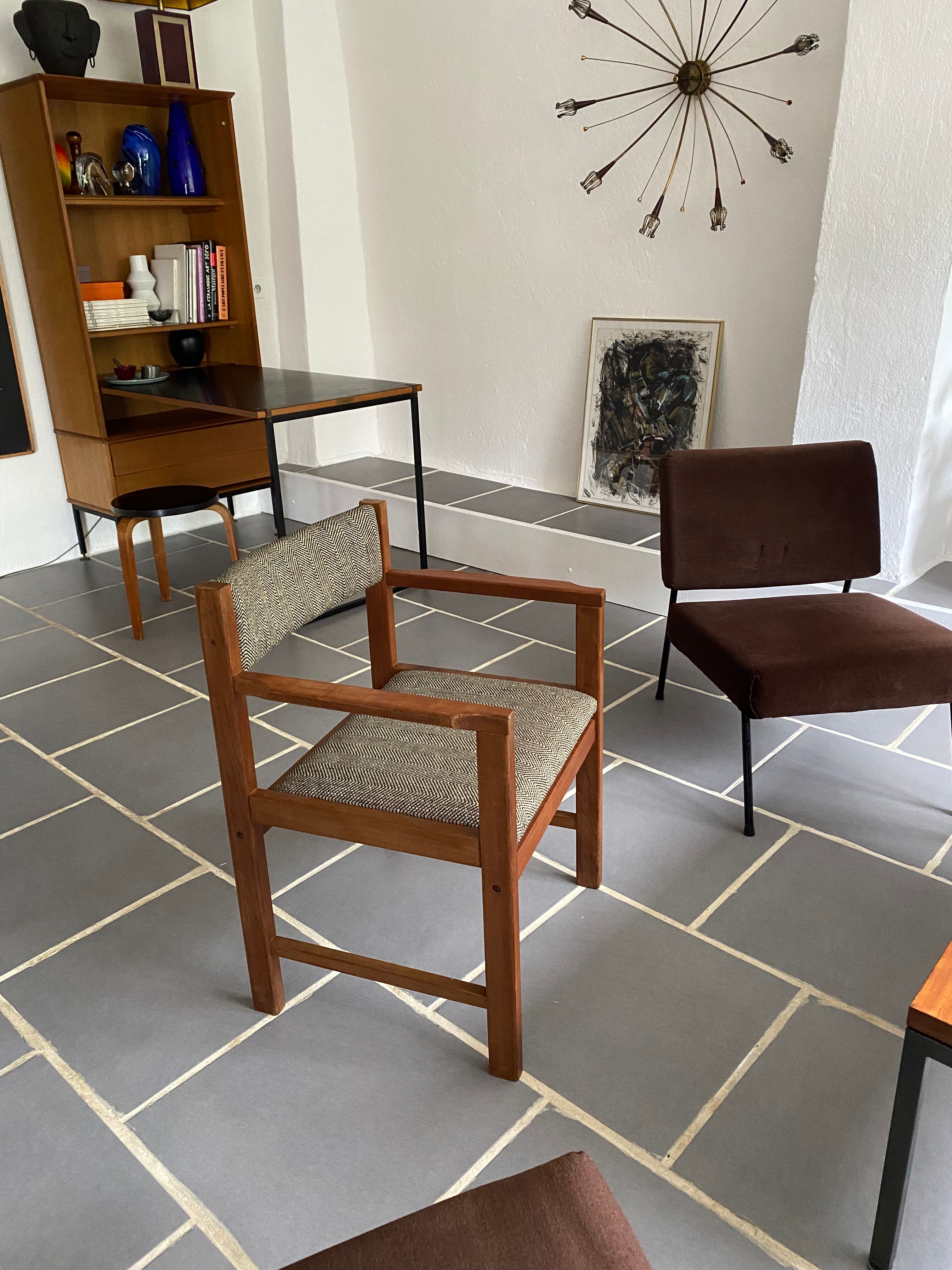 Fauteuil scandinave vintage teck et tweed