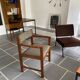 Fauteuil scandinave vintage teck et tweed