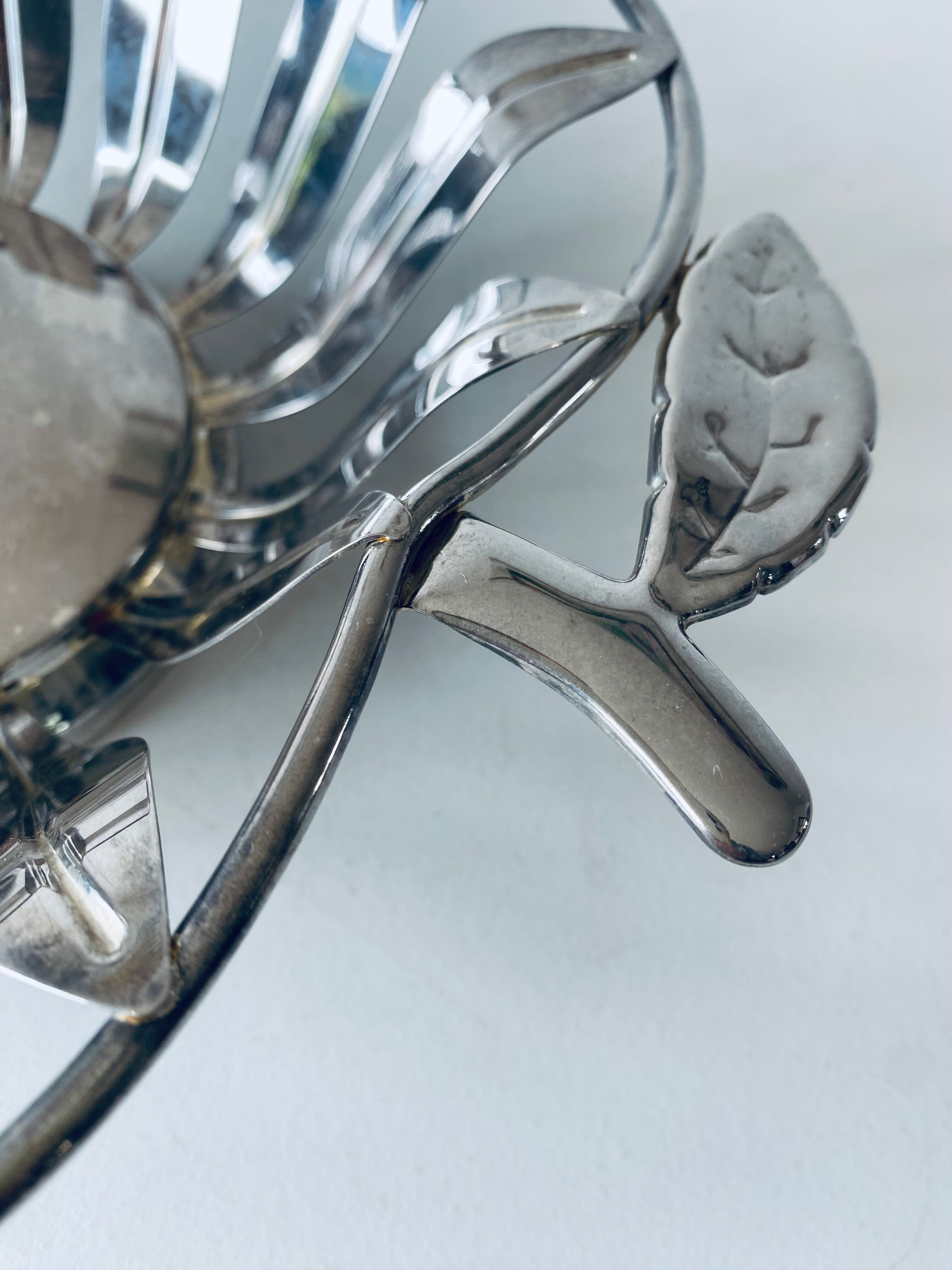 Vintage basket in silver metal apple shape