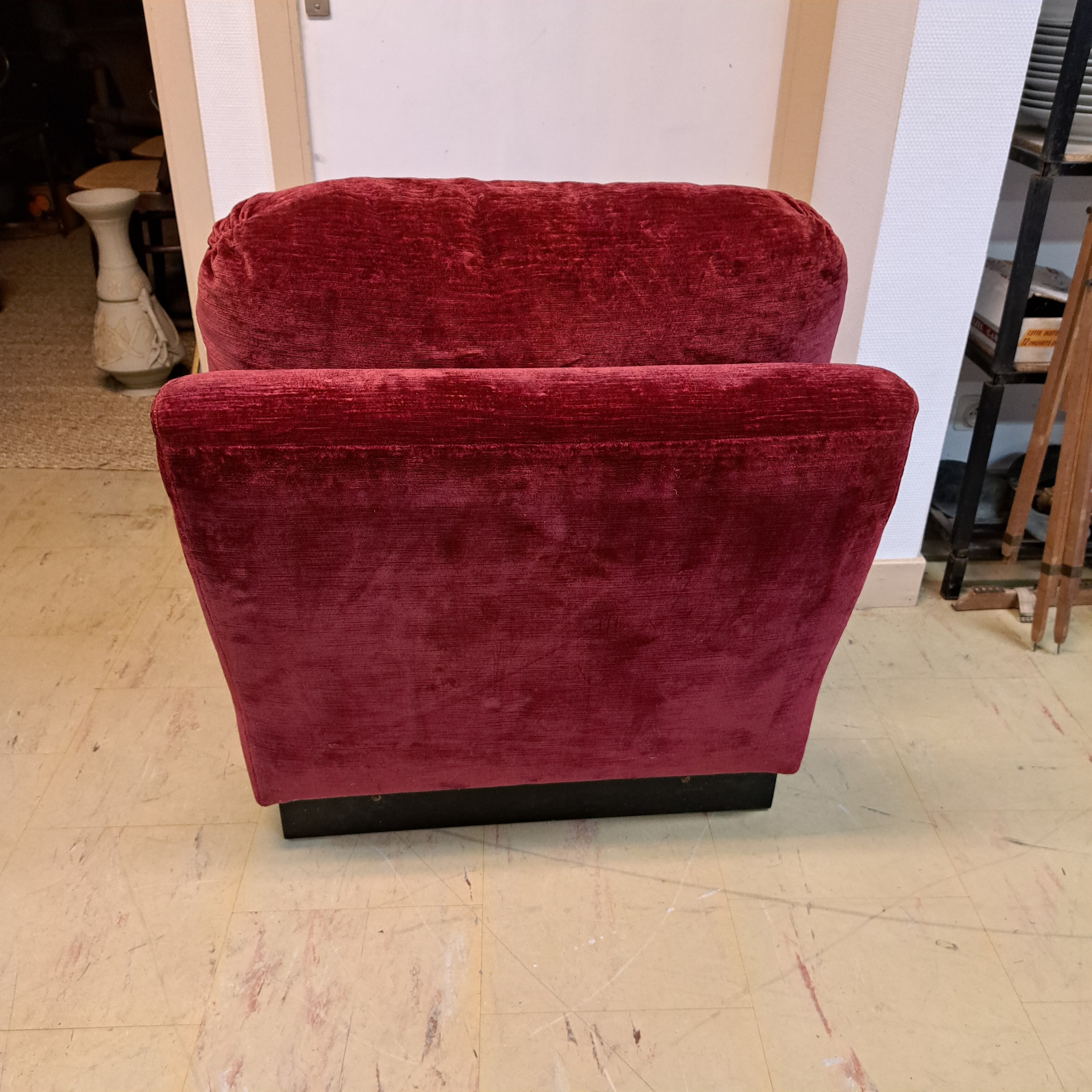 Vintage armchairs and pouf