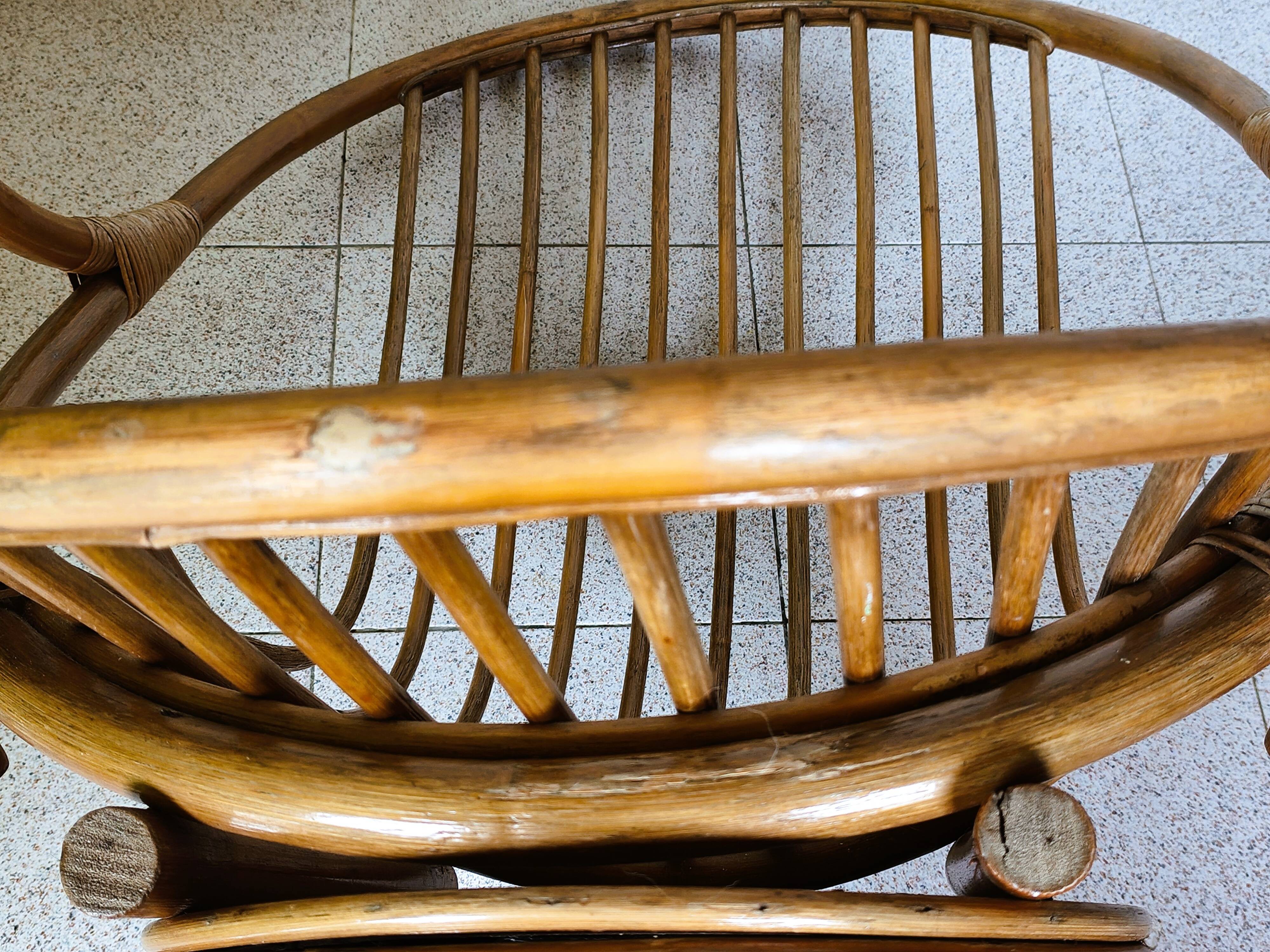 Vintage rattan swivel chair