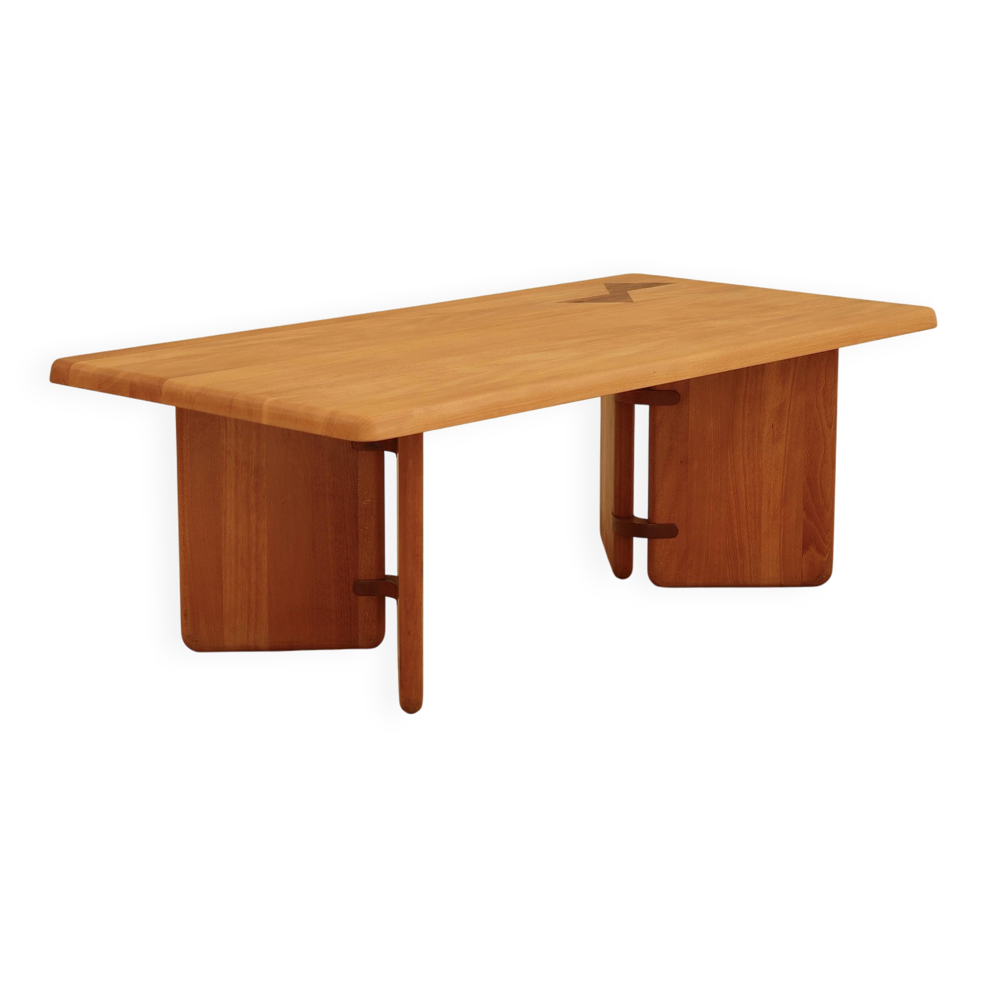 Table basse en hêtre massif, Seltz, France, 1988