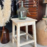 Old wooden stool with square seat