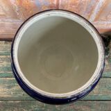 Grand cache pot rond bleu ancien Luneville
