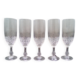 Set of 5 Lumiarc champagne flutes from the 70s