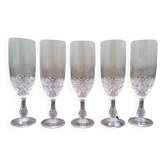 Set of 5 Lumiarc champagne flutes from the 70s