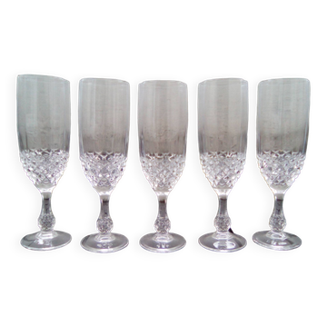 Lot de 5 Flutes à champagne Lumiarc années 70