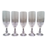 Set of 5 Lumiarc champagne flutes from the 70s