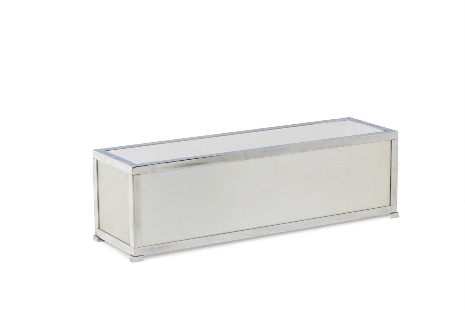 Brushed aluminum and metal planter. 1970s.