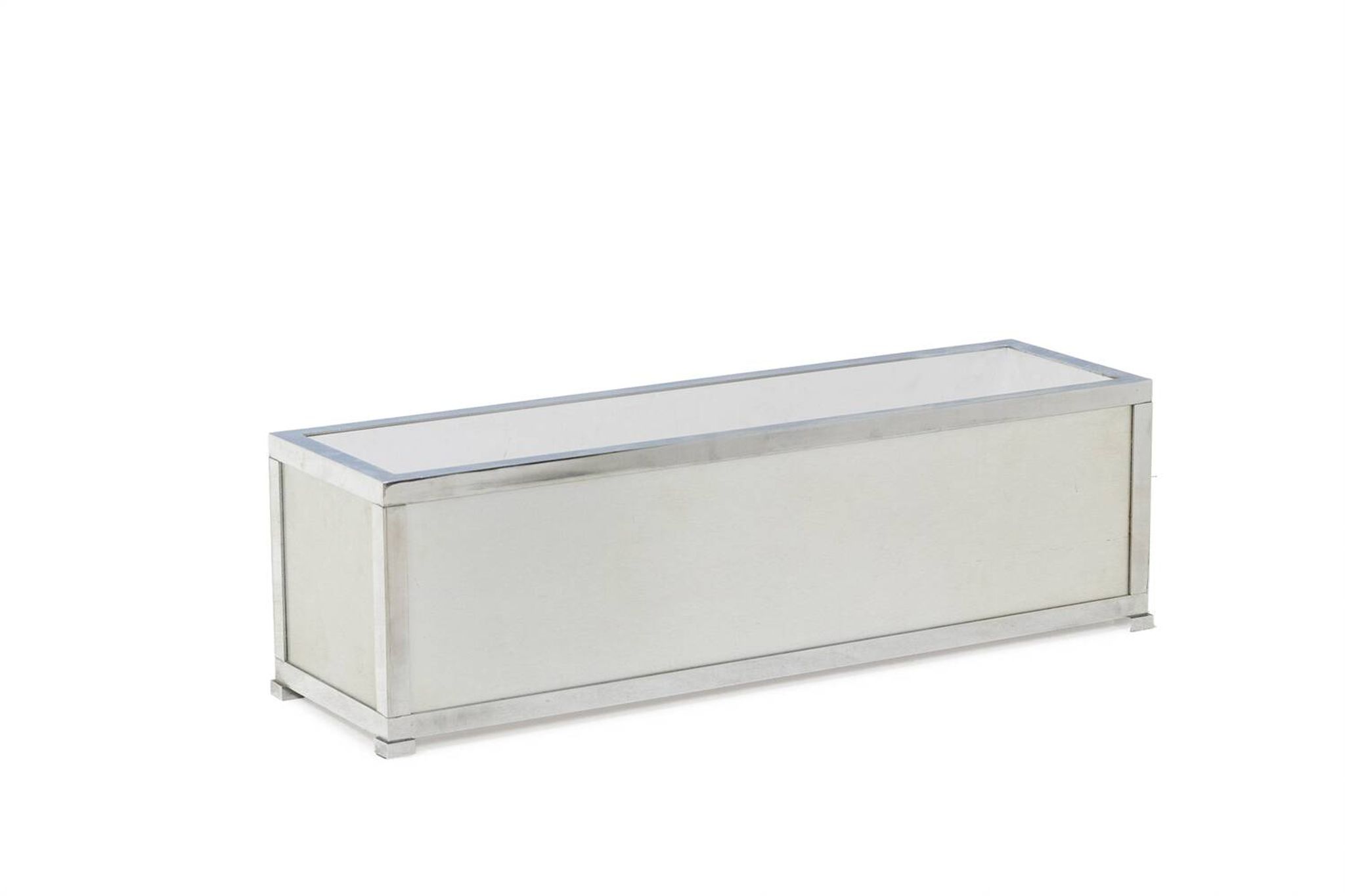 Brushed aluminum and metal planter. 1970s.
