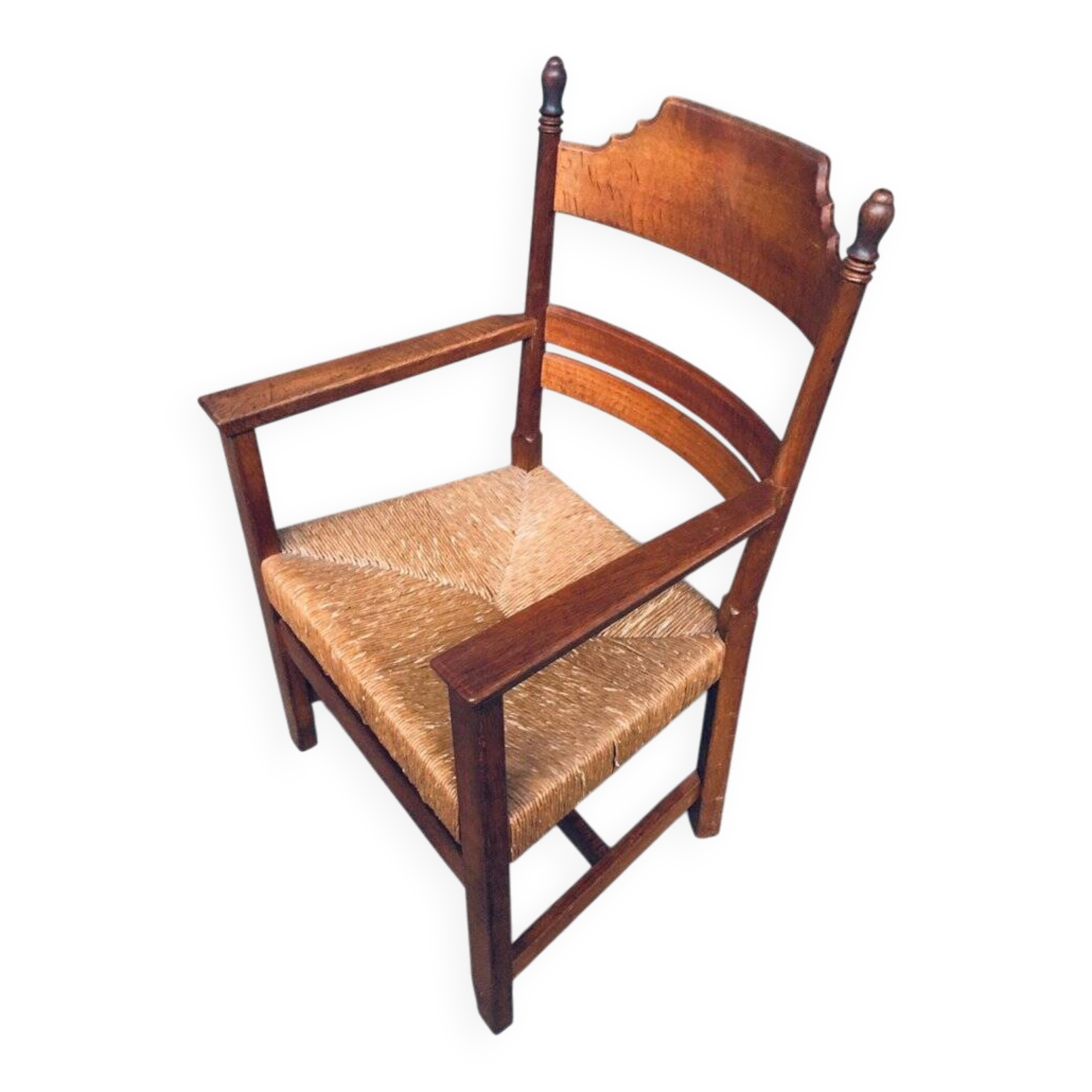Large Italian Alps Rustic Carved Armchair, 1930s