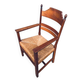 Large Italian Alps Rustic Carved Armchair, 1930s