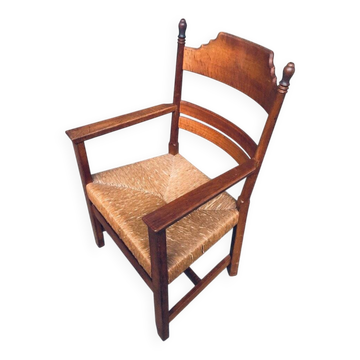 Large Italian Alps Rustic Carved Armchair, 1930s