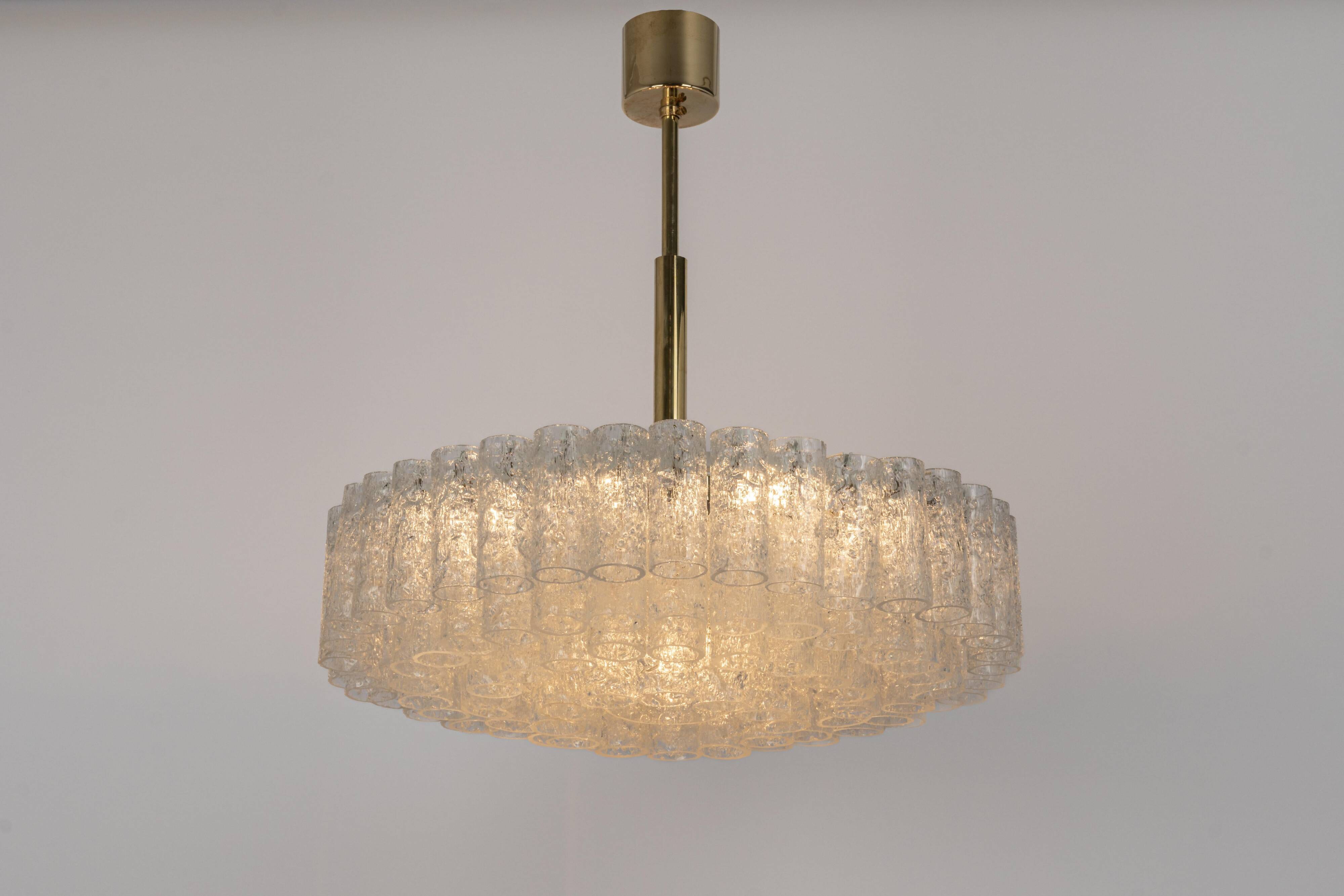 Large Doria chandelier with frosted glass tubes, Germany, 1960s.