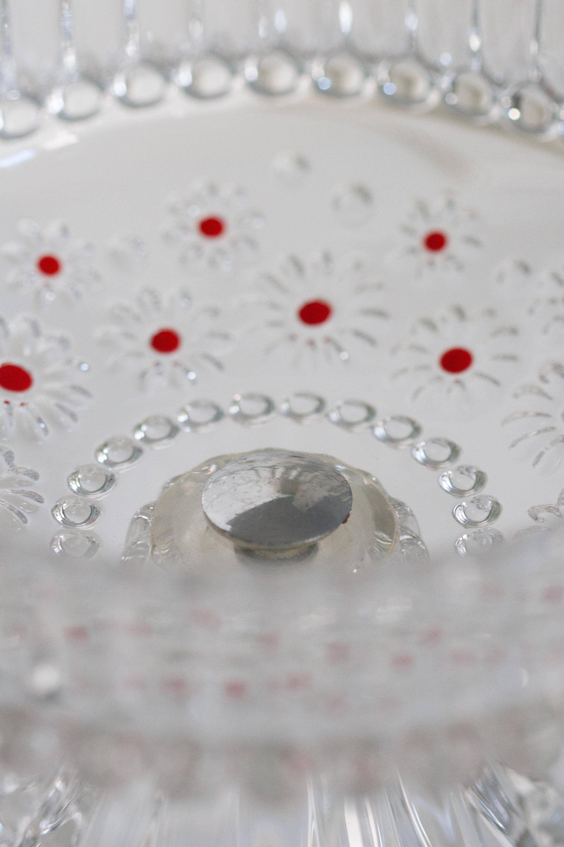 Vintage transparent crystal glass decorative plate, Italy, 1960s.
