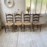 Set of rustic Provençal mulched chairs