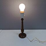 Old Danish table lamp in turned dark wood