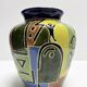 Glazed ceramic vase with Africanist decoration, France 1980s.
