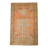 6x9 Shades Of Peach Orange Handmade Wool Oriental Turkish Rug, 180x286Cm