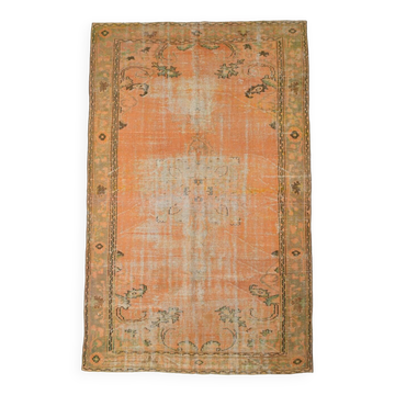 Tapis turc oriental en laine fait à la main, 6x9 nuances de pêche, orange, 180x286Cm