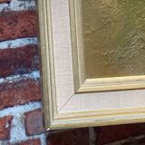 Oil on canvas abstract art, framed.