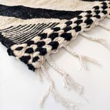 Moroccan Berber kilim carpet ecru with black graphic patterns 295x189cm
