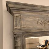 Trumeau ancien fin XIXè, grey wood, Shabby chic style 109x142cm