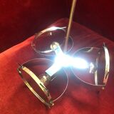 Vintage chandelier 70s, chrome and smoked glass