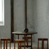 Mid-20th century, set of 4 vintage stackable pine stools, Danish design.