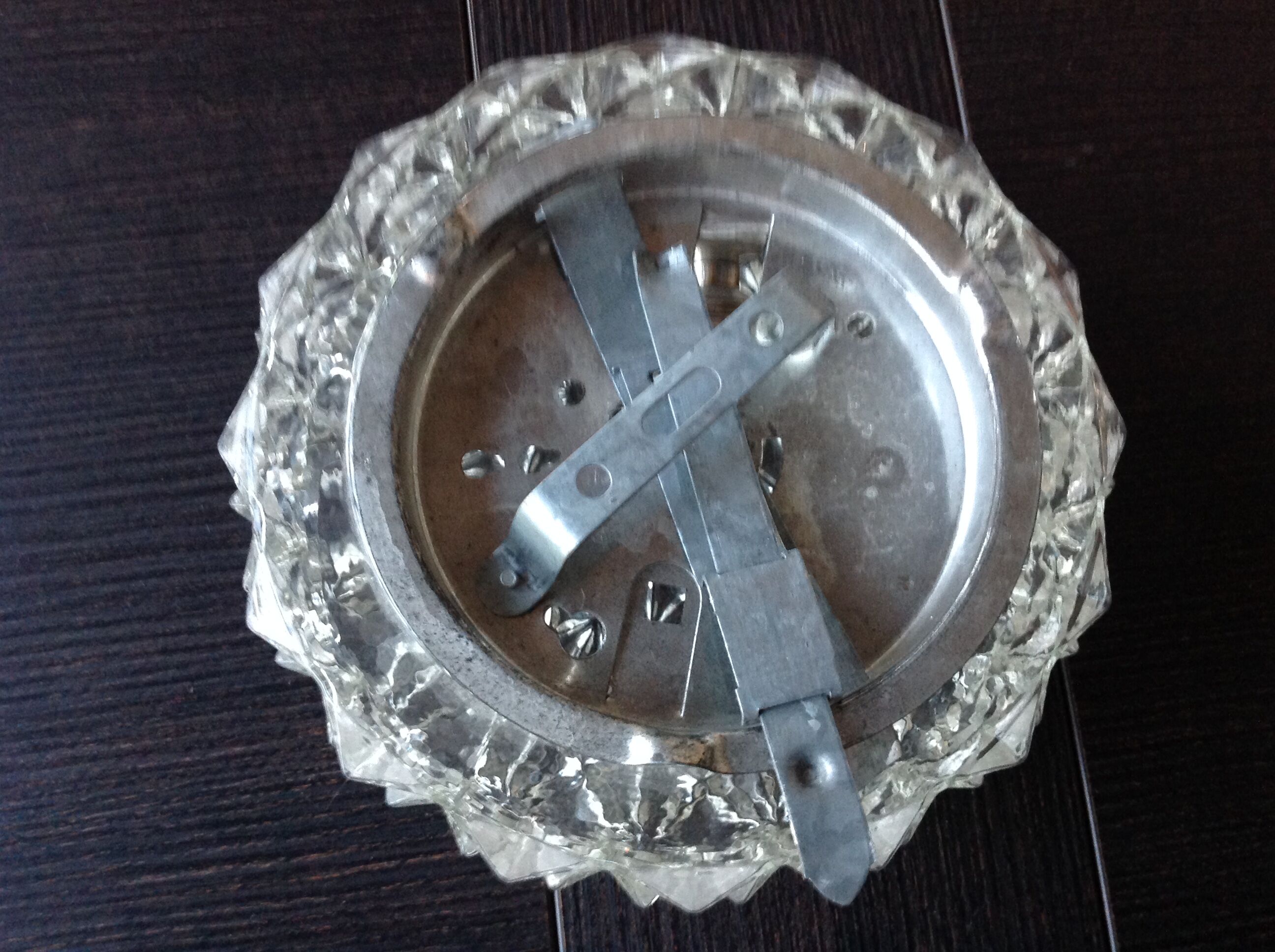 Vintage structured glass round ceiling lamp 60s-70s