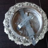 Vintage structured glass round ceiling lamp 60s-70s