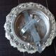 Vintage structured glass round ceiling lamp 60s-70s