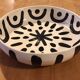 Large ceramic salad bowl painted by hand black and white