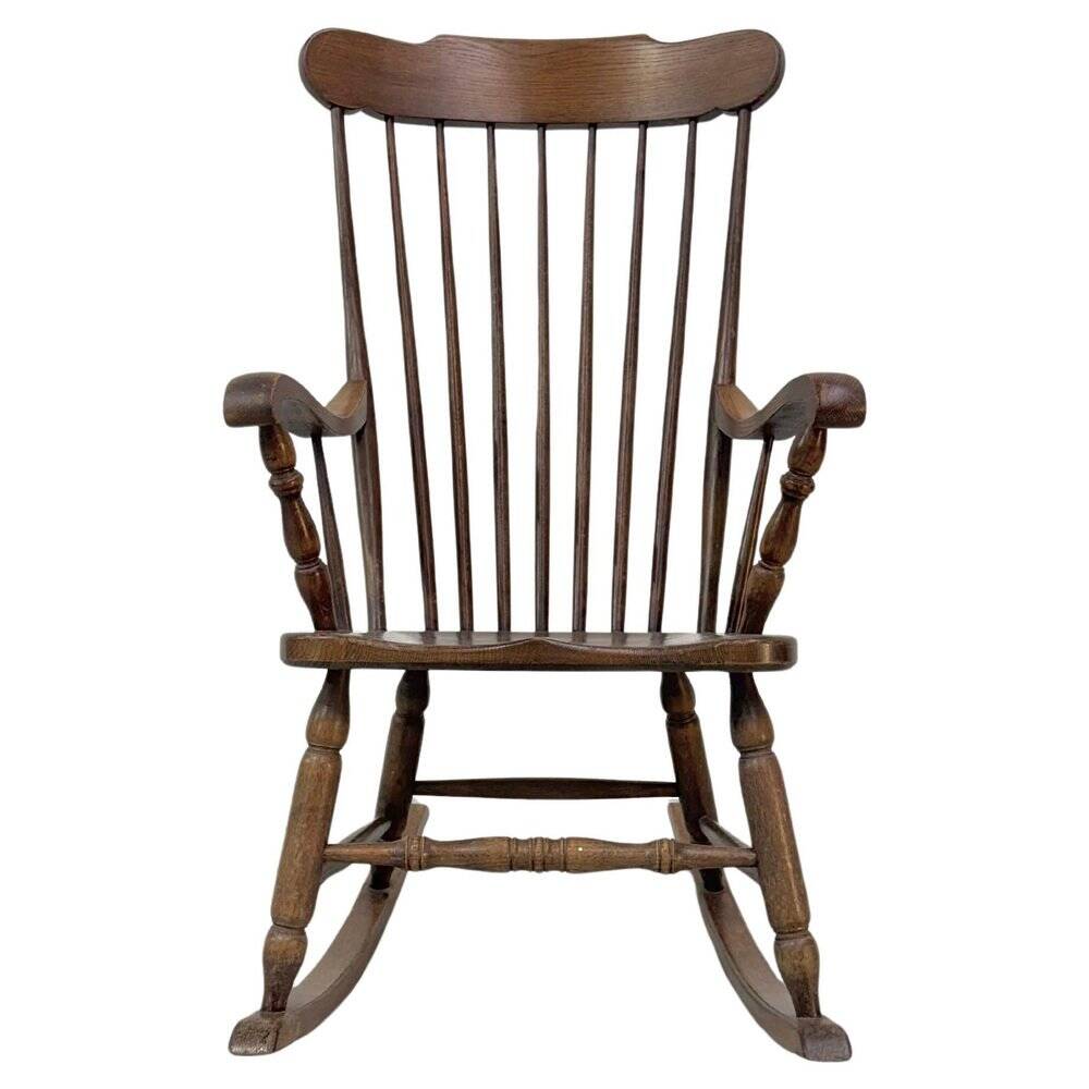 Vintage rocking chair in oak by Den Ouden, The Netherlands, 1975.