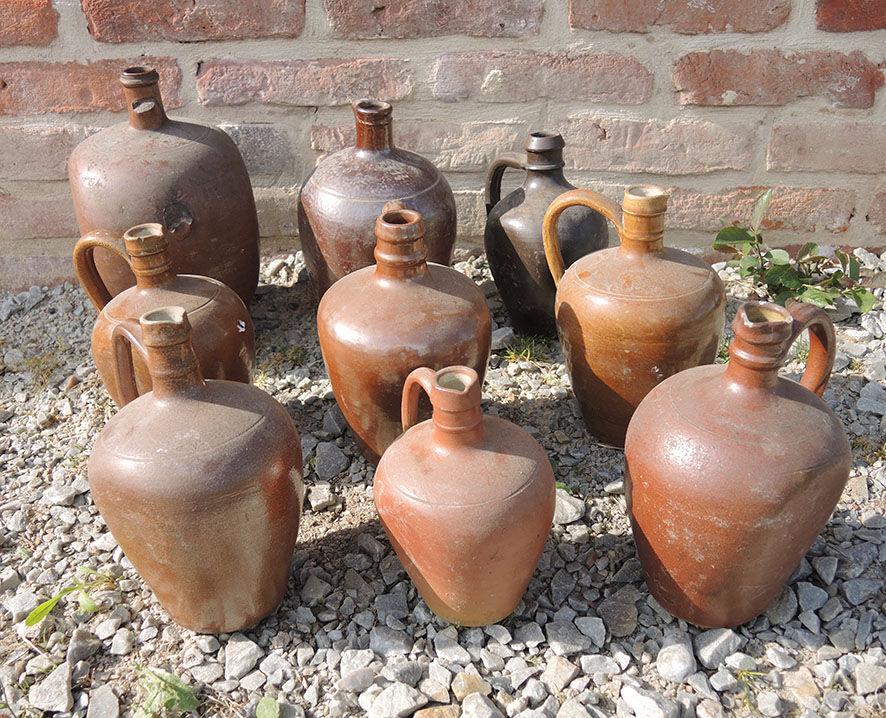 Set of 9 Old Sandstone Amphora Jars
