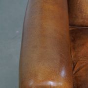 Fauteuil à oreilles vintage en cuir de mouton