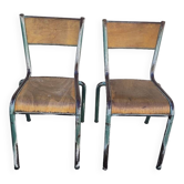 Pair of vintage Mullca metal school chairs 1950s