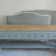 Console 5 drawers 1 re-enchanted tablet in gray green wooden top