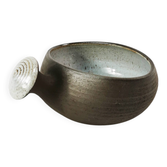 Ceramic, modernist bowl with handle, H. Ditlev. Denmark, 1960s