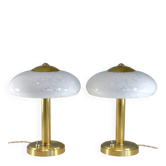 Pair of Art Deco table lamps with Clichy glass & brass